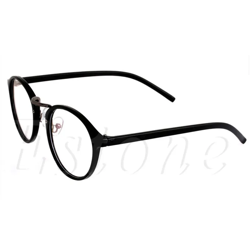 Модные унисекс ретро винтажные круглые оправы прозрачные линзы очки F05 - Цвет оправы: Bright Black