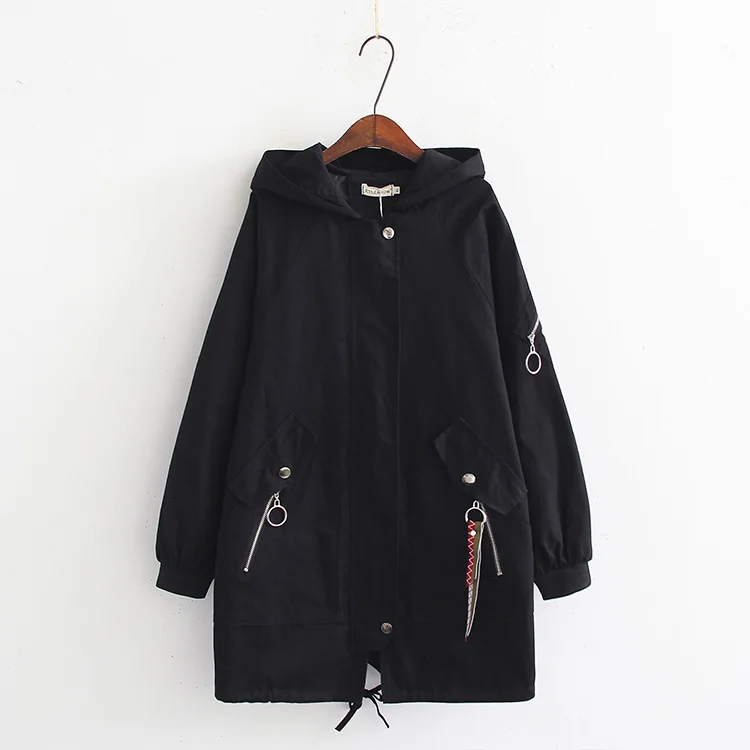 À Noir De Casual Manteau Femmes Grande La 5xl Tranchée Plus Fermeture Éclair Base Capuchon Femelle Outwears Taille rtsdCQxh