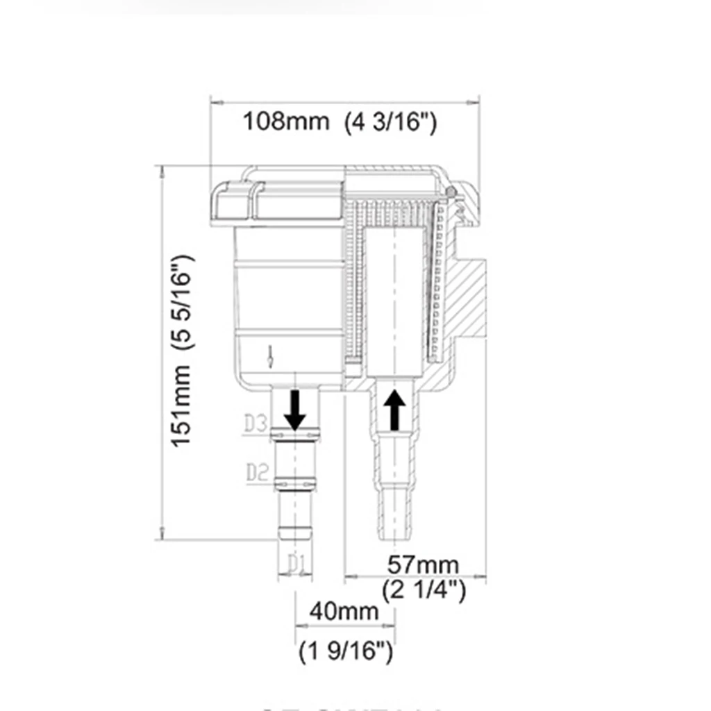 Необработанные лодки морской Впускной сырой морской воды фильтр подходит для шланга Размер " 1,25" и 1,5"