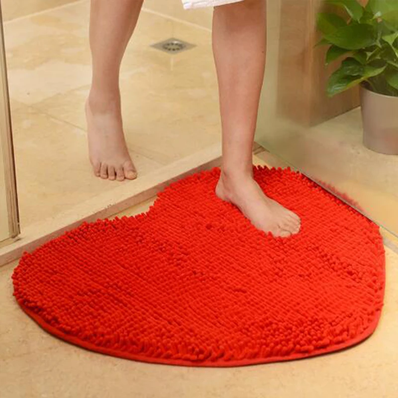 Милый коврик в форме сердца для гостиной, нескользящий, мягкий, из микрофибры, синель, пушистый, напольный для ванной и спальни, коврик для домашнего декора - Цвет: Red
