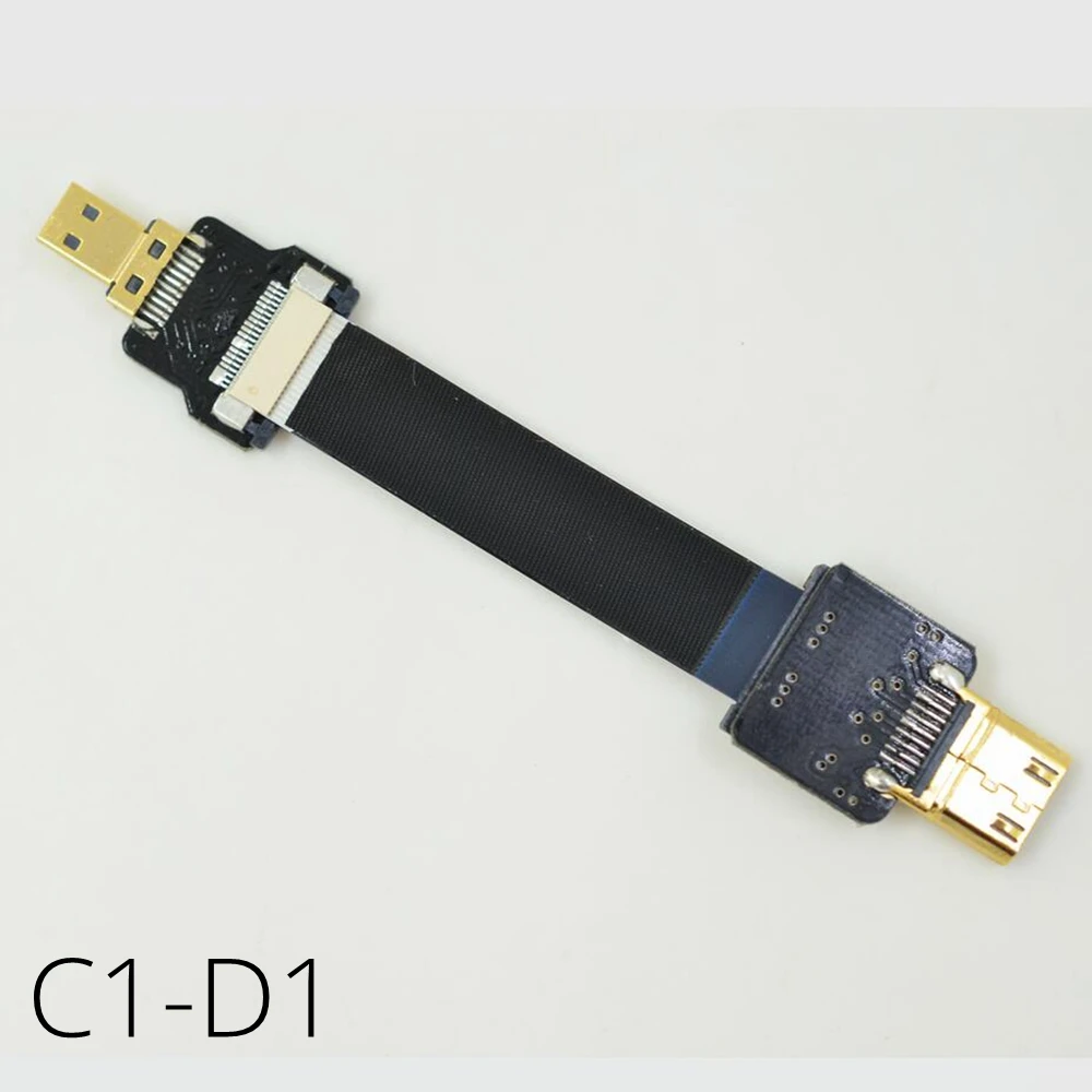 C1-D Mini HDMI FPV Тип C мужчина к Micro HDMI D Тип Up Down Угловой Мужской Женский Локоть HDTV FPC кабель 1 м для GH4 GoPro BMPCC
