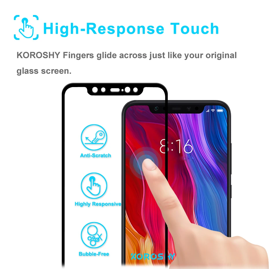 KOROSHY Real 2.5D Full Cover Tempered Glass for Xiaomi Mi 8 SE Mi8 Xiomi Mi8 Screen Protector 9H Protective Toughened Glass Film (6)