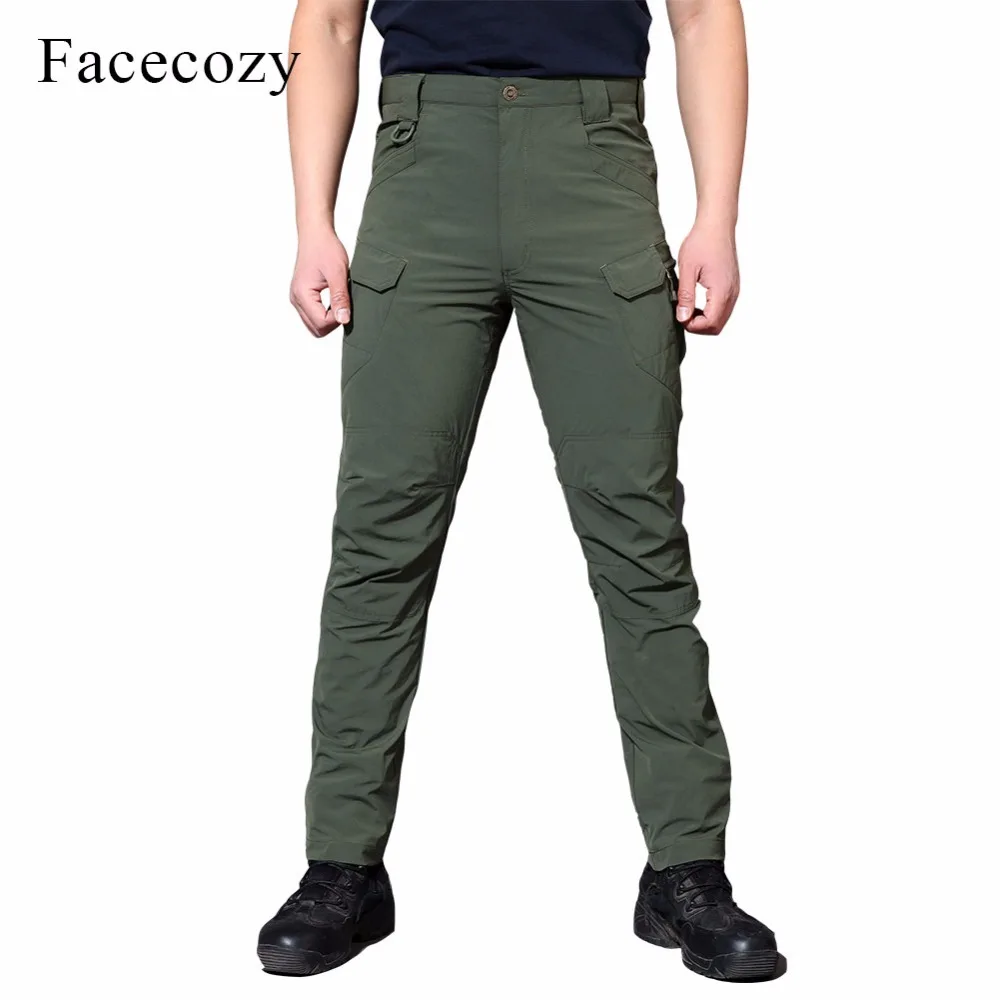 

Facecozy Men Summer Elastic Tactical Trousers Quick Dry Comfy Thin Camping Hiking Outdoor Sports Pants Multi-Pocket Pencil Pants