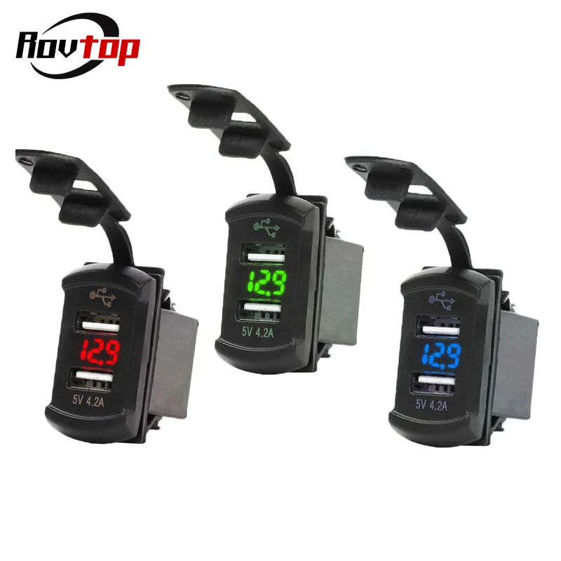 

Rovtop 3.1A Universal Car Charger Waterproof Dual USB Port Charger Socket Outlet for Motorcycle Car With Power Line 12-24V Z2