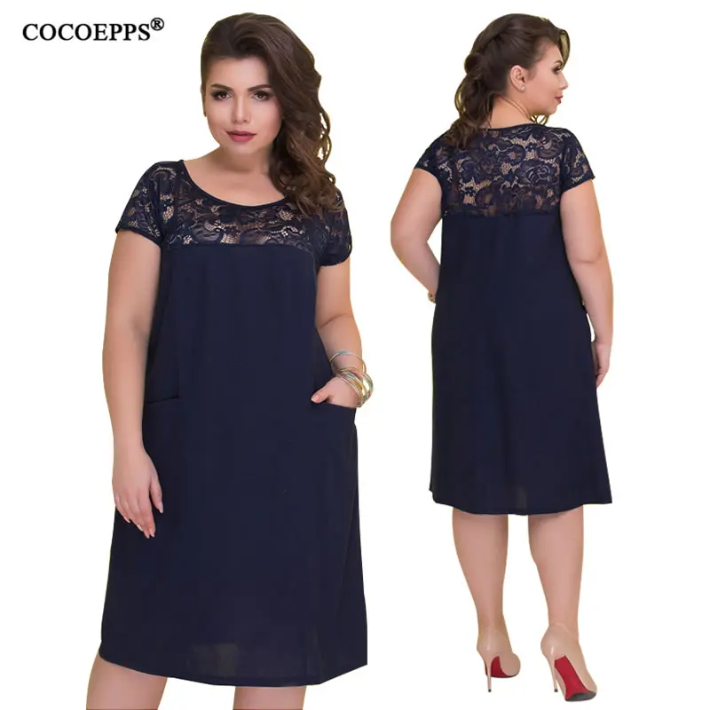 COCOEPPS женское летнее платье большого размера, кружевное женское свободное платье размера плюс 3xl, повседневные платья, платья большого размера плюс s