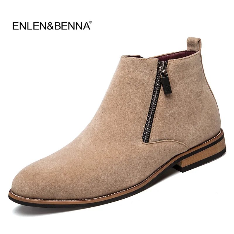 Couro Pretas Homens Outono Zip Os Sapatos Para Bege 2017 Chelsea Borracha De Camurça Vestem Causais Se laranja preto Boots Qualidade Botas Alta Ankle 8PnpnAxq