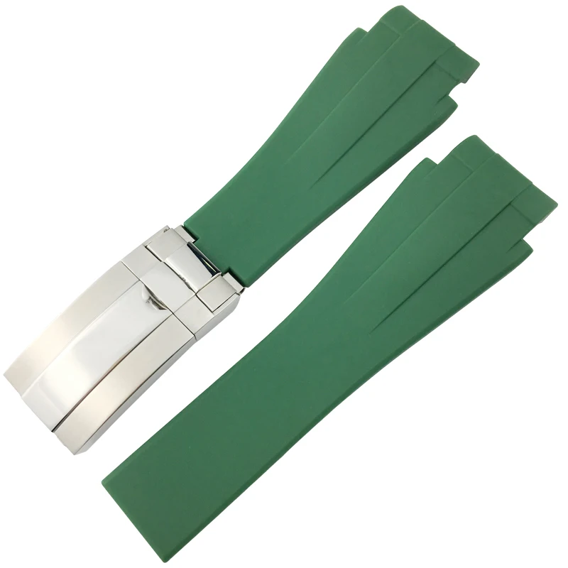 20mm 21mm Rubber Silicone Watch Strap Combination Buckle Waterproof Watchband for Role Submariner Daytona GMT OYSTERFLEX Watch
