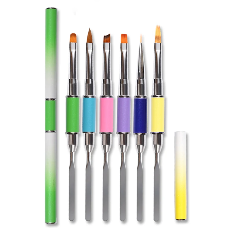 

2 Way Gradient Nail Art Brush Liner Drawing Carving Painting Ombre Pen UV Gel Polish Pigment Color Mixing Sticks Manicure Tools