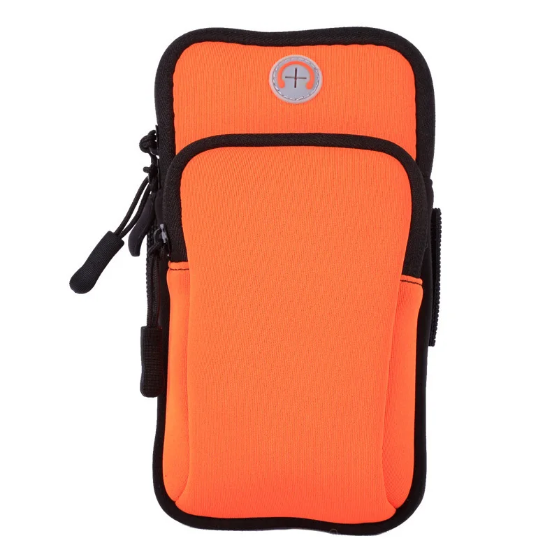 Универсальный спортивный мягкий водонепроницаемый чехол для мобильного телефона с застежкой-липучкой, карманом для карт и ключей, поддерживает до 6 дюймов телефон - Цвет: Orange