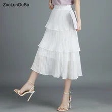 Высокая Талия белый торт Tull юбки шифон Лето Повседневное точка бутон кружевная юбка Для женщин листьев лотоса край волна половина юбка женский