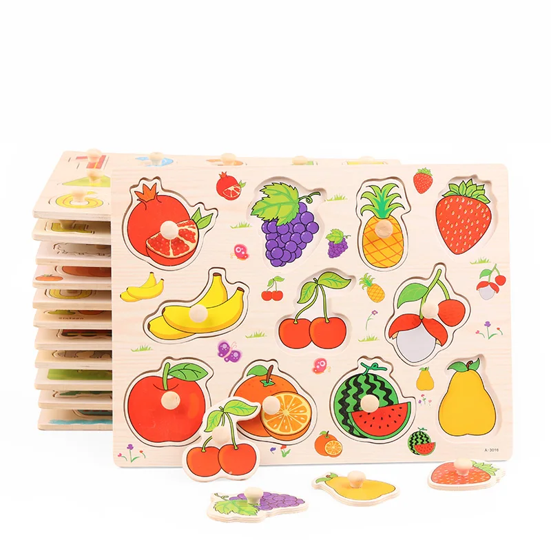 

Wooden Puzzle Jigsaw Toys For Children Wood Cartoon Animal fruit vegetable Puzzles Intelligence Kids Early Educational Toys
