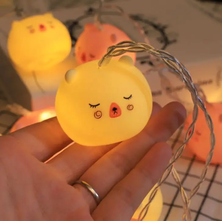 

Enamel Cute Bear Lamp String Korean Wind Chic Night Lamp Girl Heart Decorative Lamp String 1m 10LED