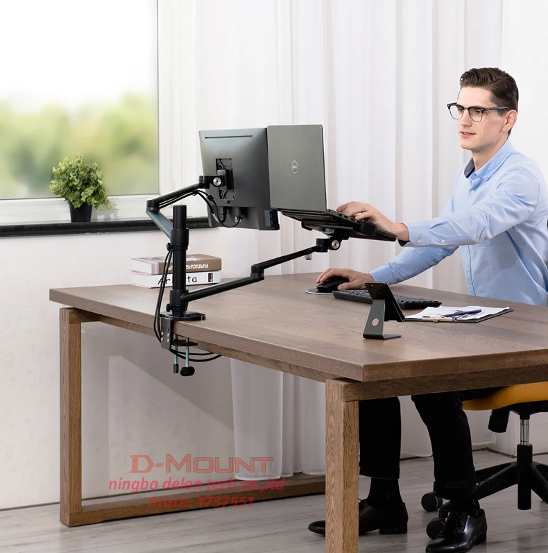 multifunction de alumínio ergonomia mesa portátil suporte desktop titular computador movimento completo com coluna barra