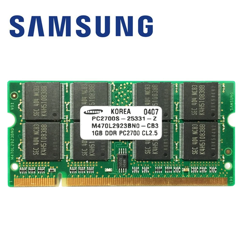 Samsung Ноутбук DDR ddr1 1GB 512M 333MHz pc-2700 pc-2700s 1G Память ноутбук ram 200pin sodimm 333mhz модуль 2700 S