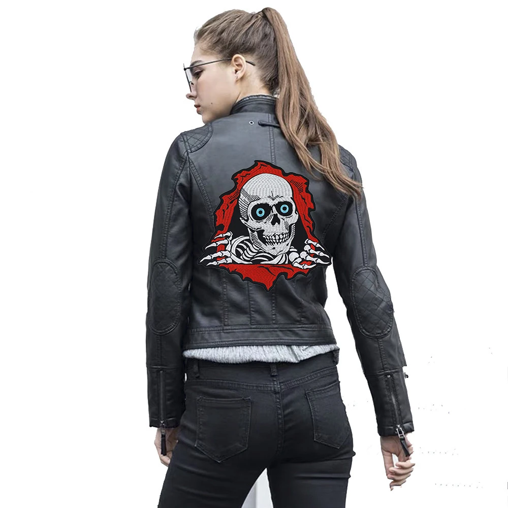Череп Вышивка патч железо на наклейки мотоцикл пользовательские панк куртка с нашивками значки Аппликации Швейные изделия