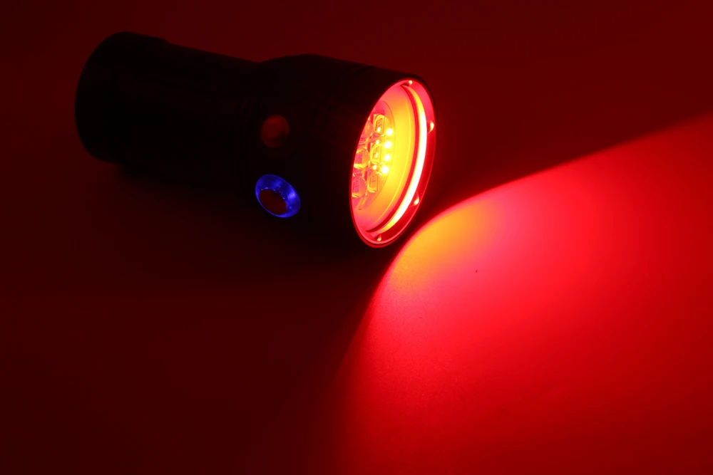 Azul à Prova Branco + 4x Vermelho + 4x Lumens - Dwaterproof Água Mergulho Lanterna Luz Fotografia Subaquática 8000 6 Led uv 17 vermelho + 4x uv azul à prova