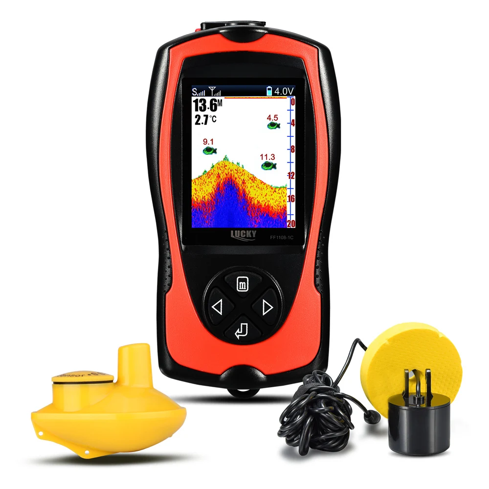 محظوظ FF1108-1C المحمولة صياد السمك قابلة للشحن السلكية واللاسلكية عن بعد الاستشعار سونار 45 متر عمق المياه LCD الصيد Fishfinder