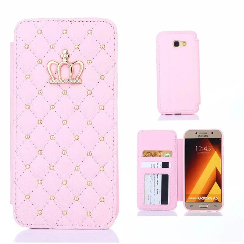 

For Cover Samsung A3 A5 2017 A320 A520 With Diamond Bling Flip Leather Wallet Case Cover For A320 A520 2017 Coque Phone Case