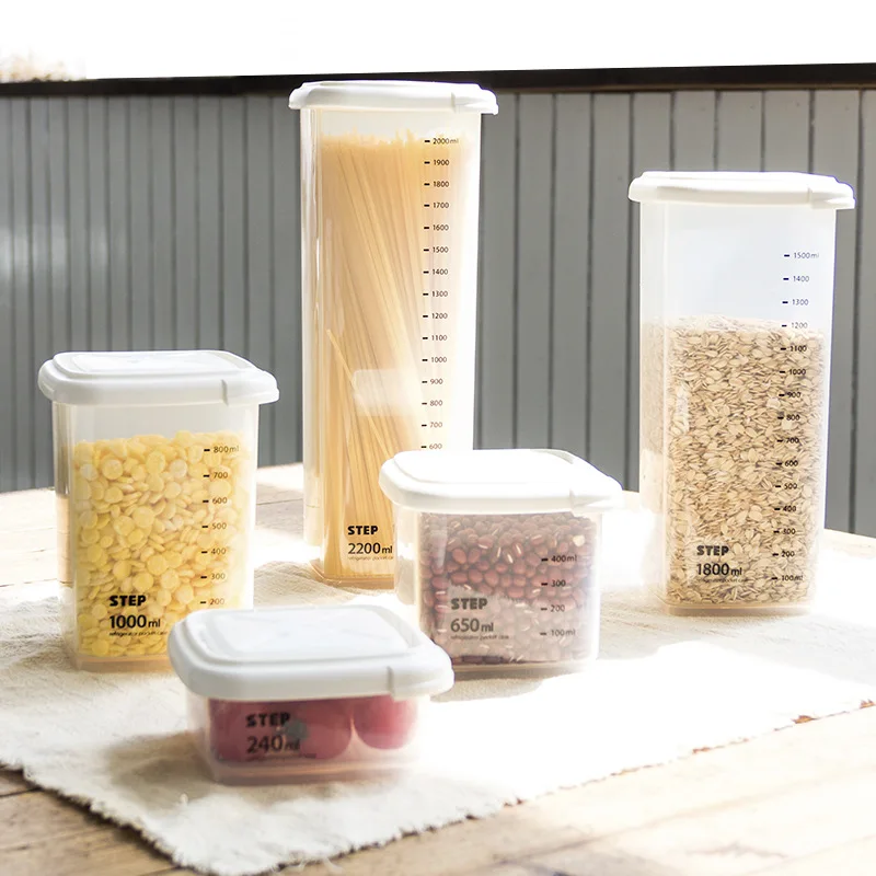 

Kitchen storage jars kitchen food Seal cans gaugeable plastic lucency refrigerator storage box Cereals crisper cereal container