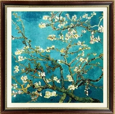 

DIY Needlework 3D Printed Unfinished Silk Thread Cross Stitch Pattern Sets Embroidery Kit- ,Van gogh painting apricot flowers
