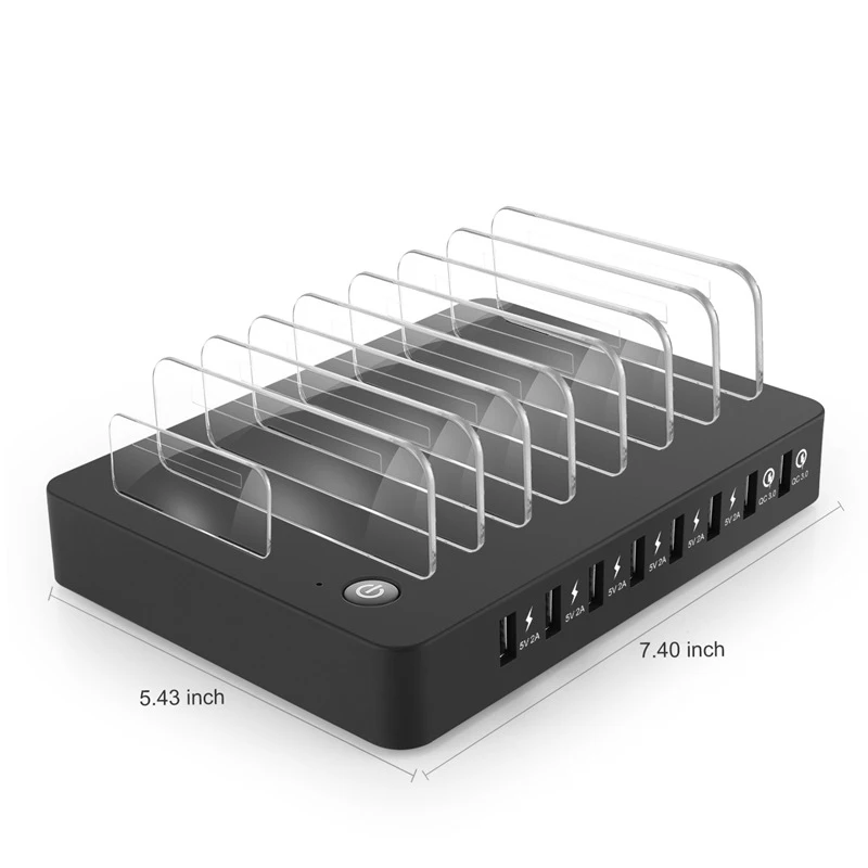 96 W 8 Порты и разъёмы USB QC3.0 быстрая Зарядное устройство для рабочего стола, мульти-Функция док-станция для зарядки интеллигентая(ый) смарт-Зарядное устройство с кронштейном