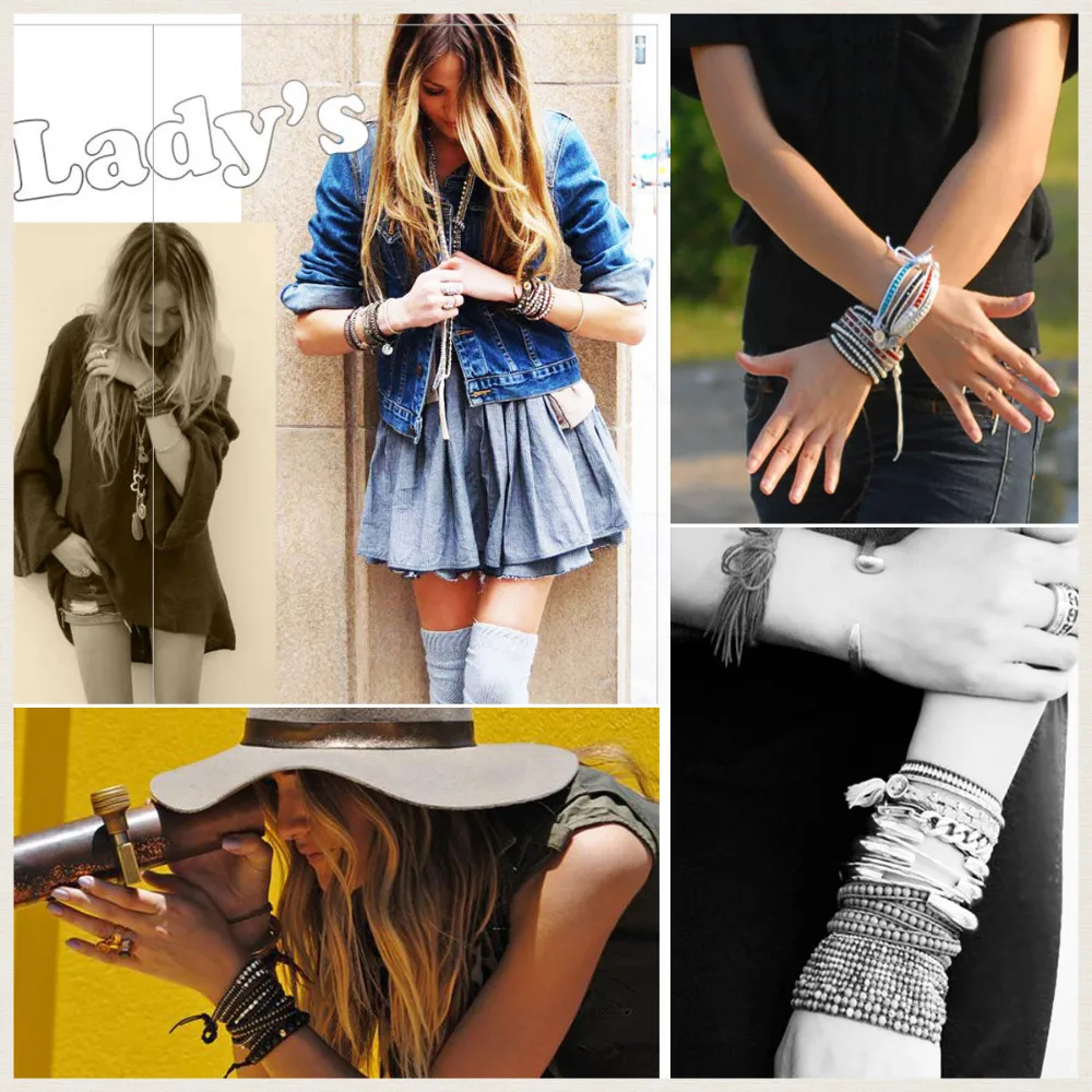 Уникальный 4 жильный Американский браслет с красным камнем плетеный бусинами