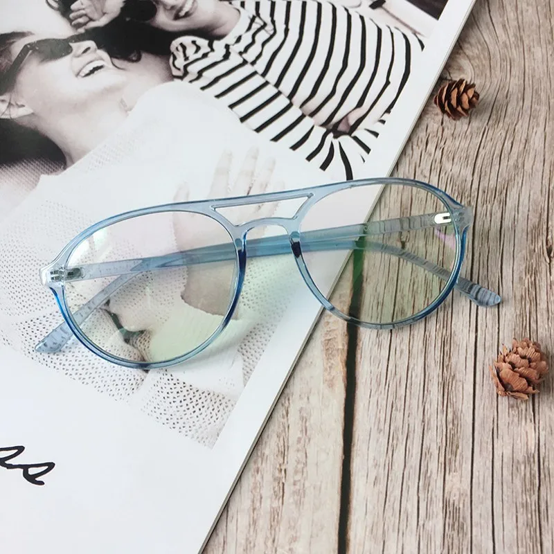 Винтажные круглые очки в стиле ретро, брендовые дизайнерские очки для женщин, модные мужские Оптические очки, оправа для очков с прозрачными линзами - Цвет оправы: BLUE