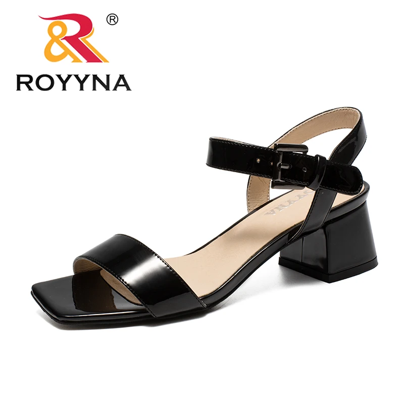 

ROYYNA New Fashion Style Women Sandals Square Heels Femme Summer Shoes Comfortable Light Soft Minimalist Design Lady Sandals