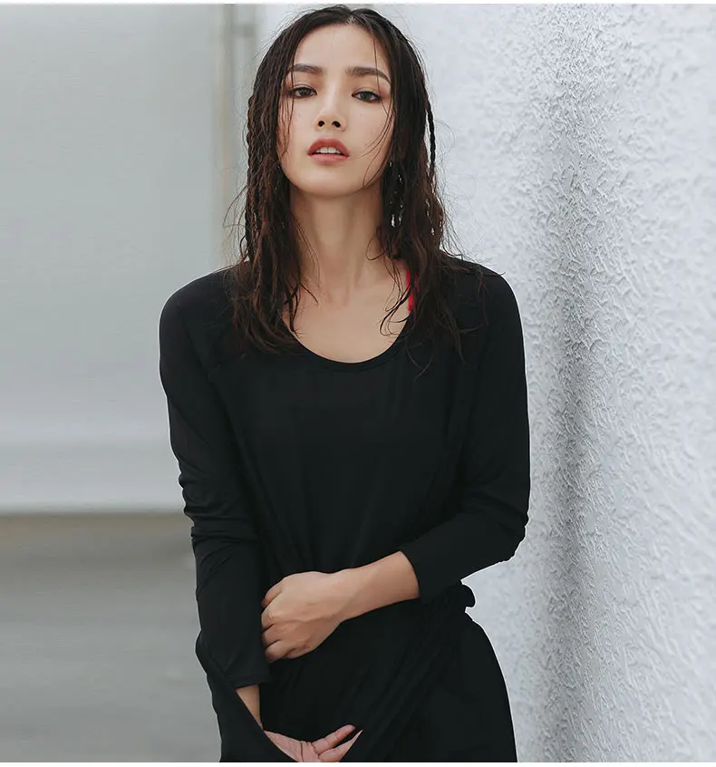 LORA ZEE  Backless Long Sleeve T Shirt Women Loose Fit Cute White Yoga Top Black Fitness Sport Shirt Romantic Gym Top