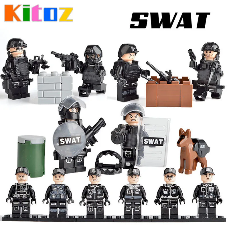 Kitoz Полицейский спецназ игрушка фигурки строительные блоки с оружием для