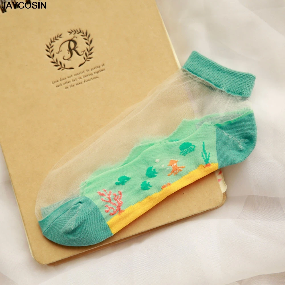 

JAYCOSIN Fashion Women Boat Short Transparent Crystal Cotton Low-cut Cartoon Ankle Socks Comfortable Daily Sock Hot Sale20190226