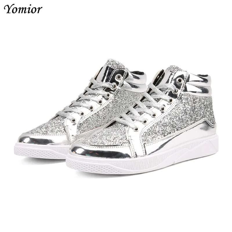 

Yomior Lace-Up Breathable Loafers Spring Korean Version Men Leather Shoes Casual Gold Silver Night Club Sneakers Male Shoes