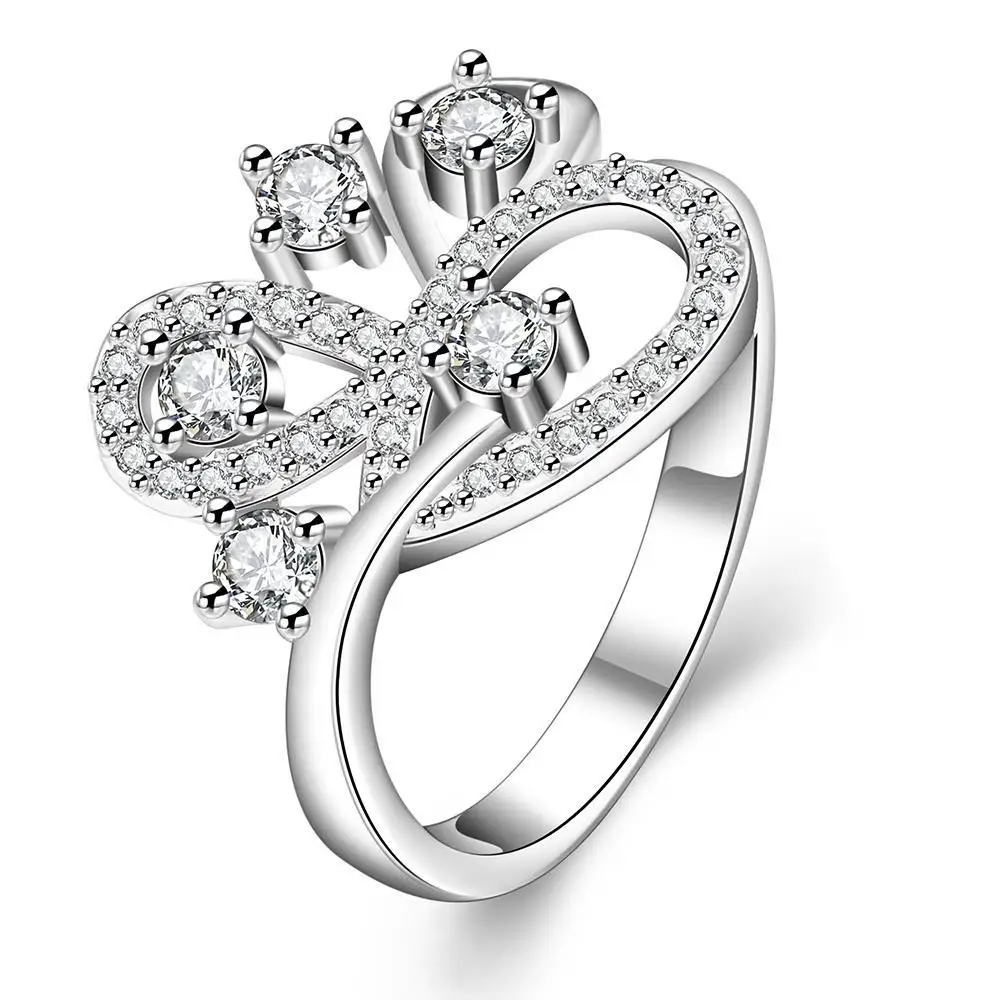 R403-C-8 High Quality Nickle Free Antiallergic New Fashion Jewelry White Plated zircon Ring