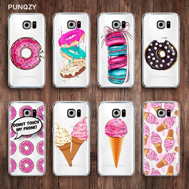 

PUNQZY Food Donut Ice Cream Cover Case For samsung galaxy a7 2017 s7 edge/s6/s8/s8Plus S9 S9 PLUS A5 2017 Transparent Soft TPU