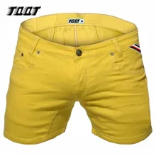 Tqqt мужские шорты модные джинсовые шорты облегающие Стрейчевые короткие прямые шорты с низкой талией для мужчин Промытые Твердые сплайсированные короткие джинсы 5P0602