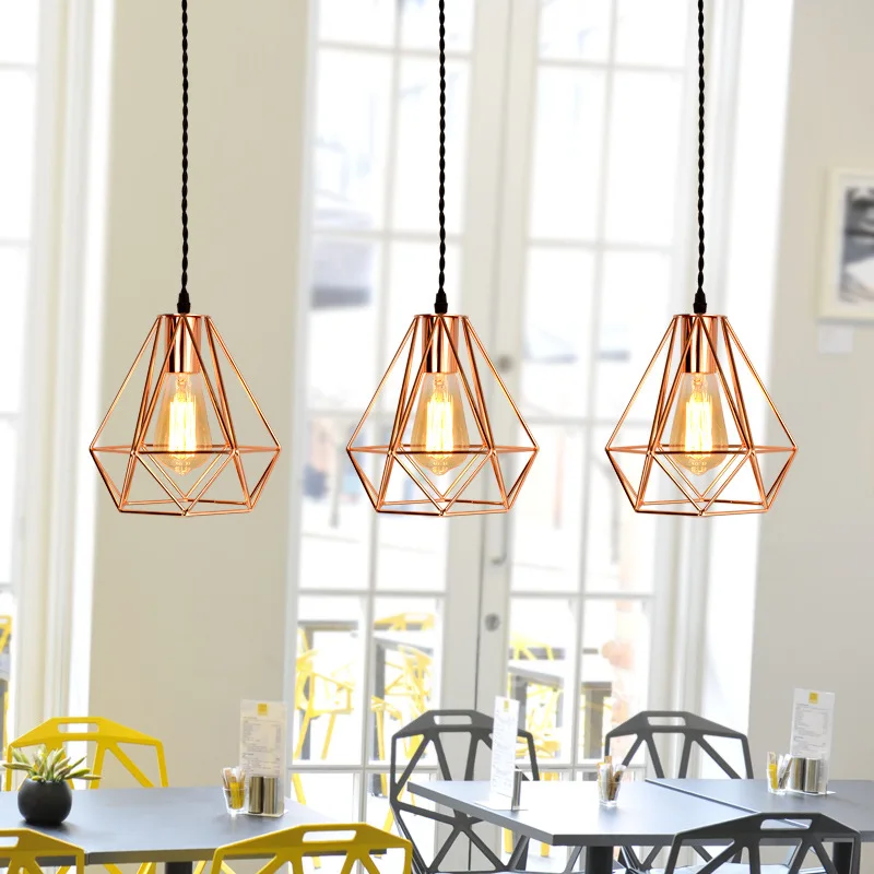 

Postmodern restaurant droplight personality droplight of diamond bar clothing store golden small droplight sitting room