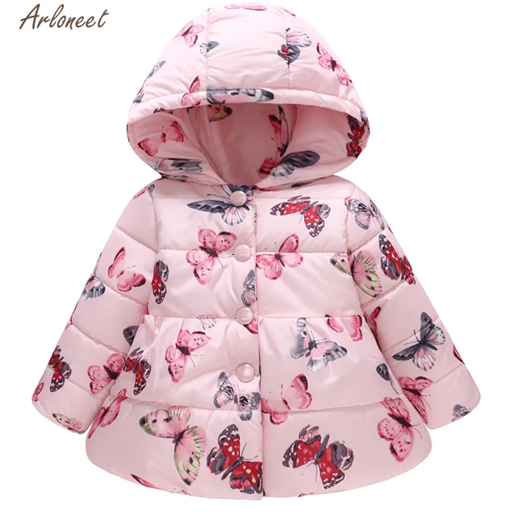 

ARLONEET Clothes Autumn Winter kids Baby Cute Butterfly Coat Jacket 2019 Girls Boy Thick Warm Outwear Winter Hooded Coat Jacket
