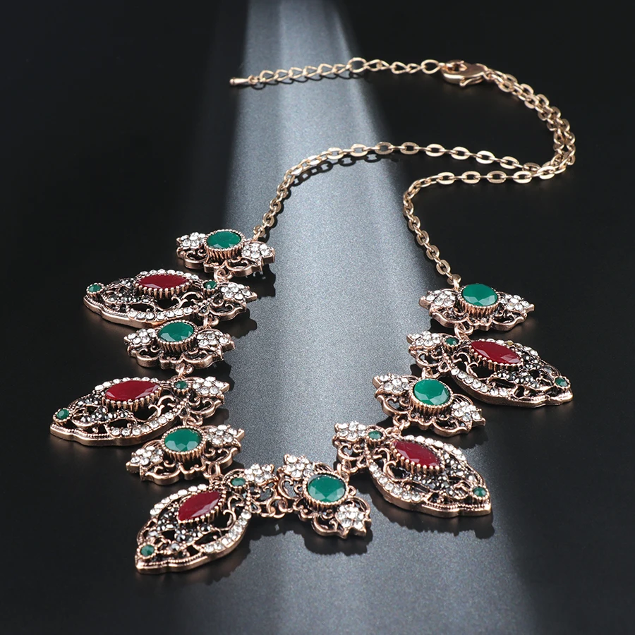 Kinel модное старинное ожерелье для женщин индийское ювелирное изделие золотого цвета с красным кристаллом винтажное свадебное ювелирное изделие Новинка