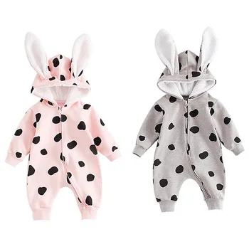 

2019 New Autumn Baby Boy Girl Casual Dot Ear Design Hoodie Romper Infant Long Sleeve Jumpsuit Costumes