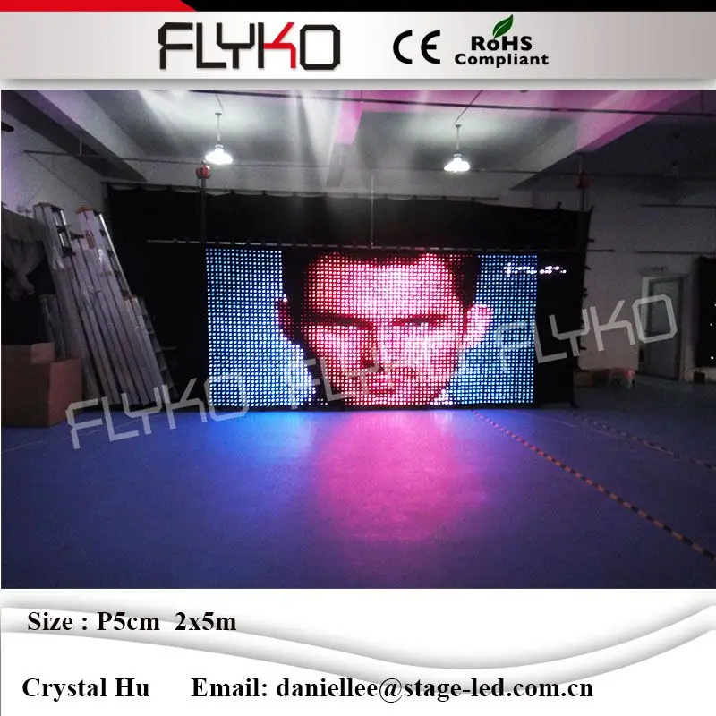 

Flyko stage led vision curtain P5cm 2x5m size can be customized led video wall programmable