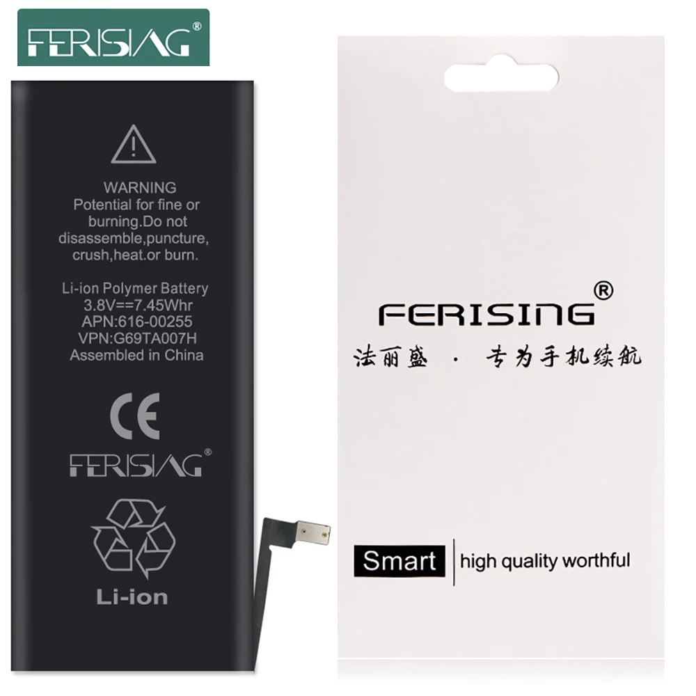 FERISING Phone Battery For Apple iPhone 6 7 8 5S 5C 6S 100% Capacity Cell bateria 0 Cycle Replacement Batteries for iPhone6
