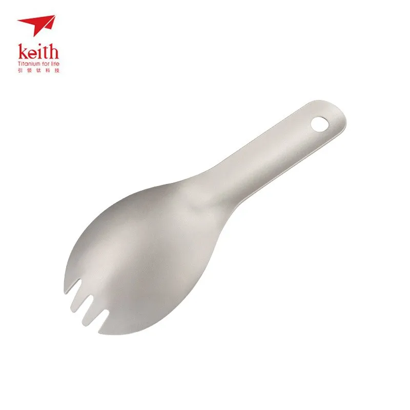 Набор столовых приборов Keith titanium Spork для кемпинга, для детей, для малышей, с короткой ручкой, Титановая Ложка, Для Путешествий, Походов, Ti5312, 13,6 г, с сумкой