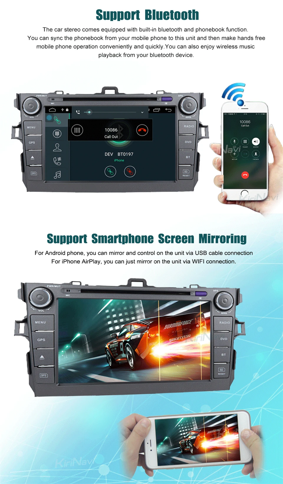 Perfect KiriNavi Octa core 4G LET android 7 touch screen radio for toyota corolla car dvd player 2007 - 2011 support 4K Video 4G 5 Perfect KiriNavi Octa core 4G LET android 7 touch screen radio for toyota corolla car dvd player 2007 - 2011 support 4K Video 4G 5