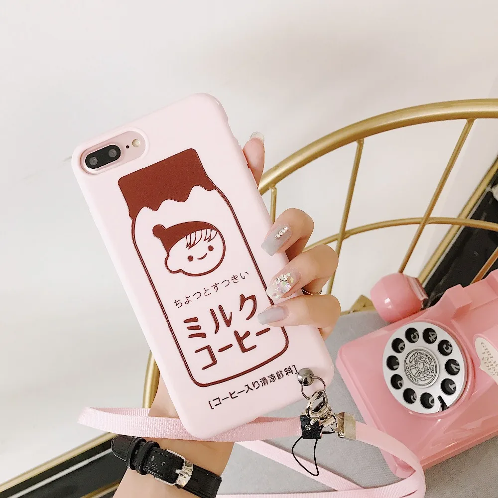 ORYKSZ For iphone 7 Case 3D Matte Cute Cartoon Milk Patterned Phone Silicone Cases x 6S 6 8 Plus Coque Capa Shell |