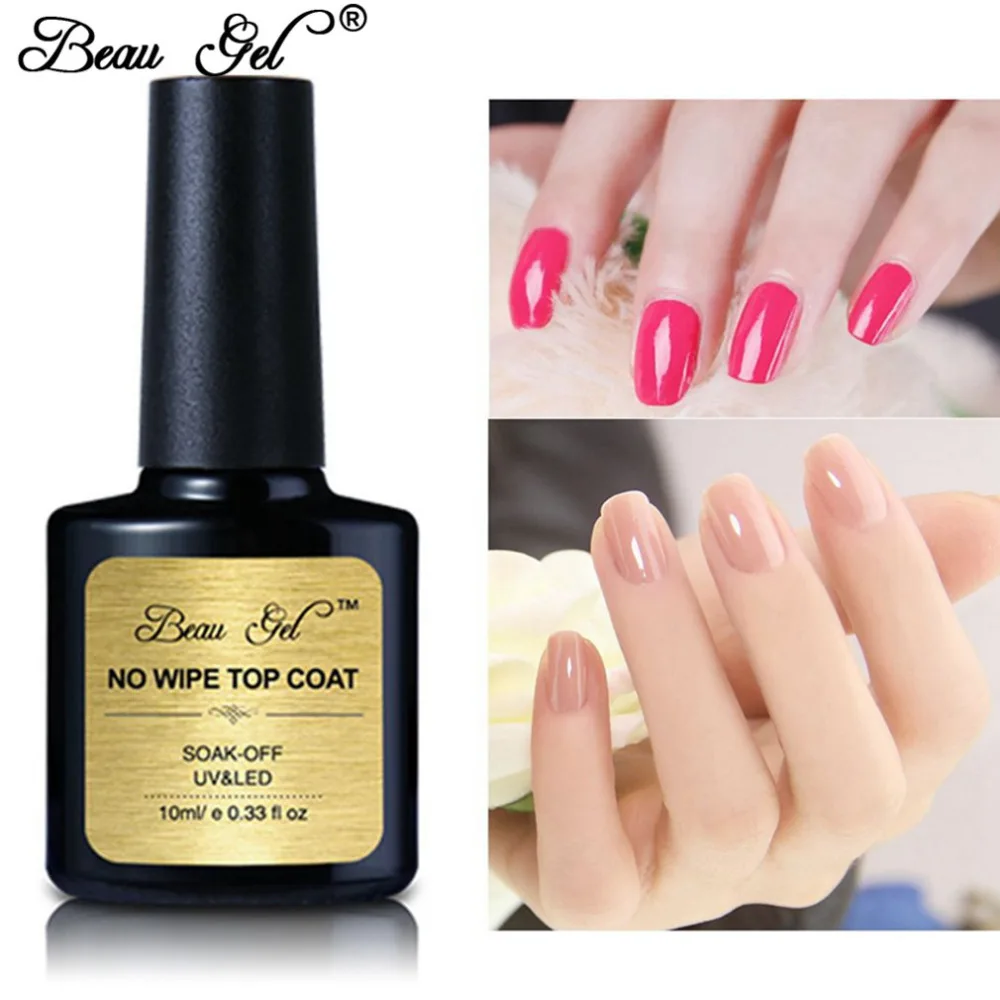 Beau Gel 10ml No Wiping Top Coat Shinning Soak off Gel Nail Polish Gel