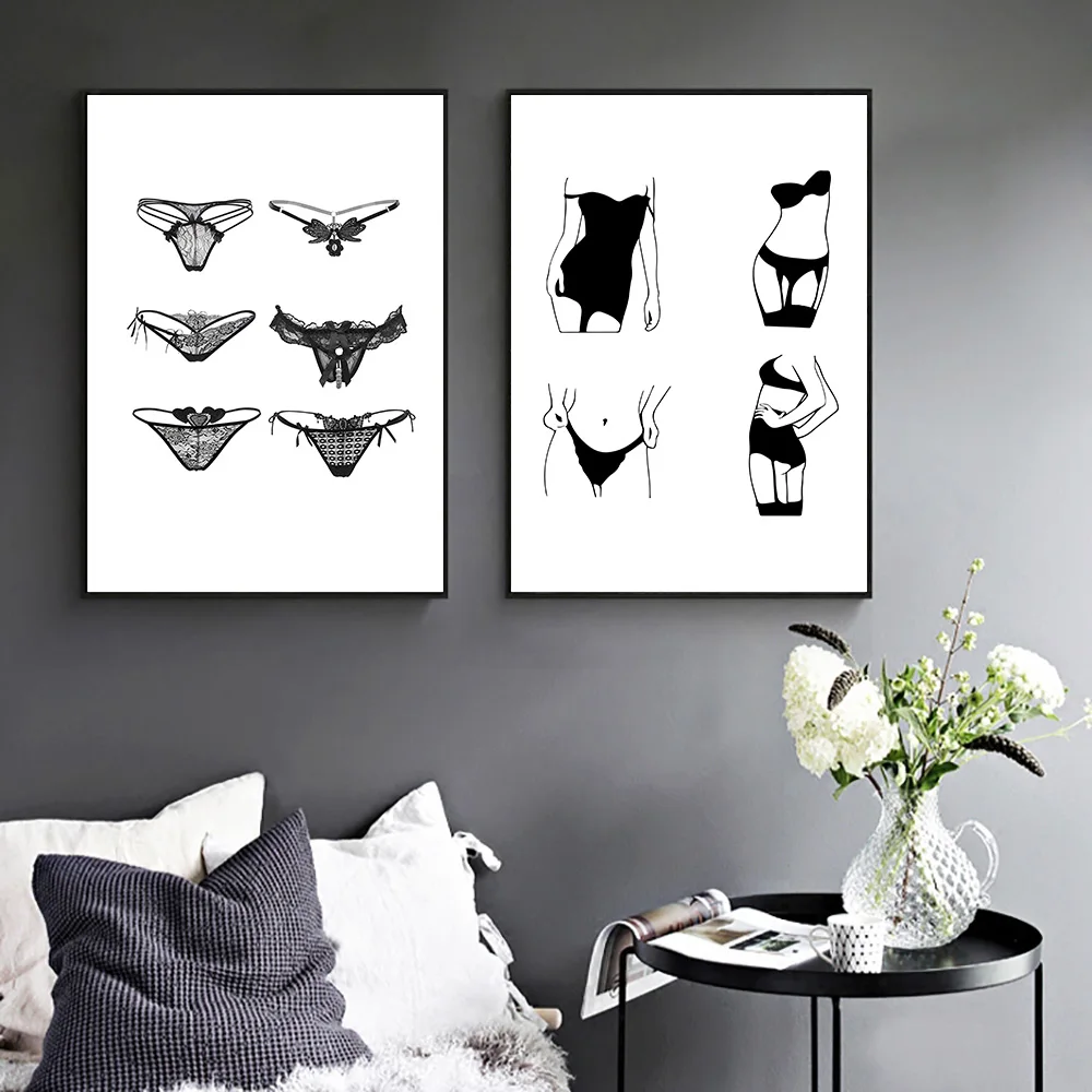 Minimalist Sexy Lady Underwear Canvas Painting Abstract Wall Picture For Living Room Art Print Pop Shop Home Decoration | Дом и сад