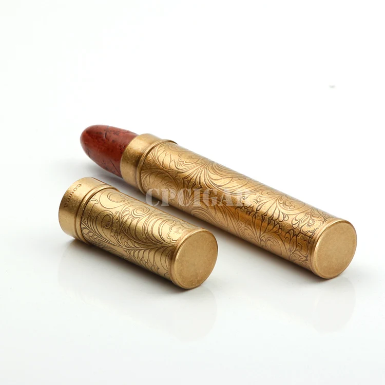 Cigar Tube Brass Metal Bronze Single Cigar Jar Holder Classic Travel