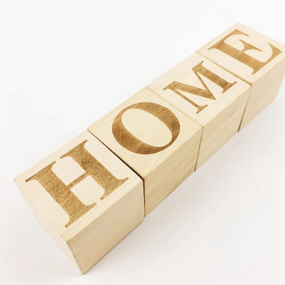 

4pcs DIY Wood Cubes Square Solid Wood BlocksTeething Wood Wedding Decoration 1.57" Toddler toys