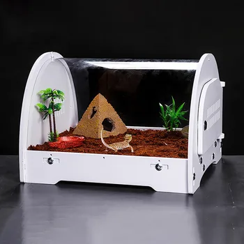 

Terrarium Vivarium White Space Pod with Clear Acrylic Dome with Heating Pad Slot for Gecko Snake Tortoise Reptile Desert Kit