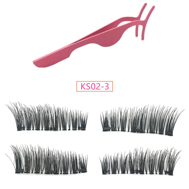 

Magnetic eyelashes with 3 magnets Natural handmade handlash false eyelashes Eyelash applicator 24P-3-N